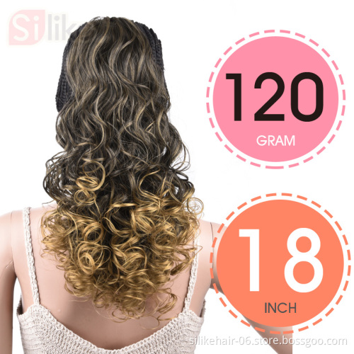 Drawstring Ponytail 18" Puff  Afro Kinky Curly  Synthetic Clip In Extensions  Water Wave  Drawstring Ponytail Hair Extensions